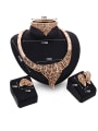 thumb Alloy Imitation-gold Plated Vintage style Hollow Leaves Four Pieces Jewelry Set 2