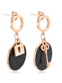 thumb Stainless Steel With Rose Gold Plated Personality Round With key and lock Stud Earrings 0