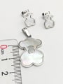 thumb Shell Pearl Bear Two Pieces Jewelry Set 3