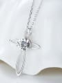 thumb Simple Hollow Cross White austrian Crystal Pendant 925 Silver Necklace 2