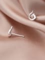 thumb 925 Sterling Silver With Platinum Plated Cute snails  Stud Earrings 4