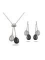 thumb Exquisite Water Drop Shaped Zircon Two Pieces Jewelry Set 0