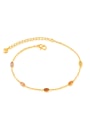 thumb 18K Gold Plated Colorful Rhinestones Simple Anklet 0