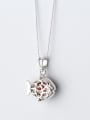 thumb Lovely Fsh Shaped Red Stone S925 Silver Pendant 1