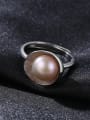 thumb Sterling Silver 9-9.5mm natural pearl free size ring 0