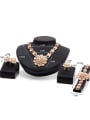 thumb Alloy Imitation-gold Plated Vintage style Rhinestones Flower Four Pieces Jewelry Set 2
