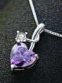 thumb Personality Heart -shape Amethyst Zircon Pendant 1