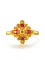 thumb Flower-shape Retro Style Gold Plated Silver Ring 0