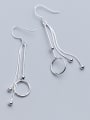 thumb 925 Sterling Silver With Platinum Plated Simplistic Round Hook Earrings 0