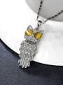 thumb Women Owl Shaped Opal Stone Sweater Necklace 2