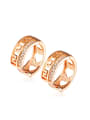 thumb Classical Rhinestones Champagne Gold Plated Hollow Earrings 0