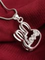 thumb Fashion Hollow Bunny Cubic Zirconias Love Pendant Copper Necklace 2