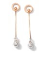 thumb Stainless Steel With Rose Gold Plated Simplistic Round tassels Stud Earrings 0