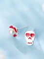 thumb Creative Skull And Lip Shaped Artificial Pearl Stud Earrings 1