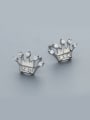 thumb 925 Silver Crown Shaped Zircon Earrings 0