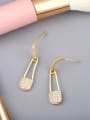 thumb Copper With  Cubic Zirconia Trendy Paper clip Stud Earrings 3