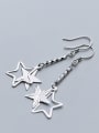thumb 925 Sterling Silver With Platinum Plated Simplistic Hollow Pentagram Hook Earrings 3