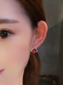 thumb Fashion Red Bead Triangle Stud Earrings 1