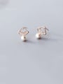 thumb 925 Sterling Silver With Artificial Pearl Simplistic Irregular Stud Earrings 2