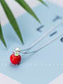 thumb 925 Sterling Silver With Platinum Plated Cute Friut apple chrismas Necklaces 1