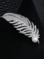 thumb Copper With Platinum Plated  Full Diamond  Leaf Brooches 2
