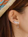 thumb Fashion Asymmetrical Leaves Marquise Zircon Silver Stud Earrings 1