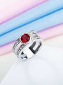 thumb Fashion Two Layer White Gold Plated Zircon Copper Ring 2