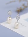thumb Exquisite Cubic Zirconias-covered Apple Freshwater Pearl 925 Silver Stud Earrings 1
