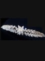 thumb Luxury  Micro Pave Zircons Leaves-shape Copper Hair Accessories 0