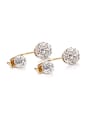 thumb Exquisite Gold Plated Ball Shaped Rhinestone Stud Earrings 0