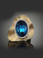 thumb Exaggerated Blue Crystal Gold Plated Alloy Ring 0