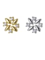 thumb 925 Sterling Silver With Gold Plated Cute Flower Stud Earrings 0