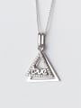 thumb Exquisite Double Triangle Shaped Rhinestone S925 Silver Pendant 0