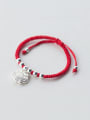 thumb Sterling silver Chinese style long life lock red thread bracelet 0