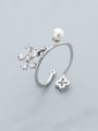 thumb Women 925 Silver Flower Pearl Ring 0