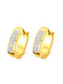 thumb All-match Gold Plated Geometric Shaped Rhinestone Titanium Clip Earrings 0
