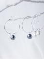 thumb S925 silver sweet shell pearls round hook hoop earring 2
