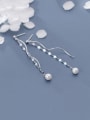 thumb 925 Sterling Silver With Platinum Plated Simplistic Chain Threader Earrings 0