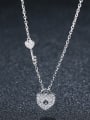 thumb 925 Sterling Silver With Platinum Plated Cute Heart Necklaces 0