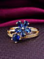 thumb Shimmering 18K Gold Plated Blue Flower Shaped Zircon Ring 1