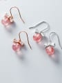 thumb 925 Sterling Silver With Strawberry  Crystal  Simplistic Bowknot Hook Earrings 1