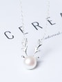 thumb Fashion Freshwater Pearl Deer Antler 925 Silver Necklace 1