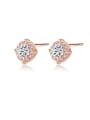 thumb 925 Sterling Silver With Rose Gold Plated Simplistic Geometric Stud Earrings 0
