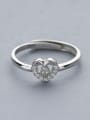 thumb Simple Tiny Cubic Zirconias Heart 925 Silver Opening Ring 0
