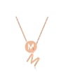 thumb Simple Letter M Rose Gold Plated Titanium Necklace 0