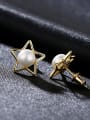 thumb Sterling silver natural pearl fashion Pentagram star earrings 3