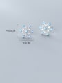 thumb 925 Sterling Silver With Platinum Plated Simplistic Snowflake  Stud Earrings 3