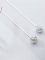 thumb 925 Sterling Silver With Platinum Plated Simplistic Ball Threader Earrings 3