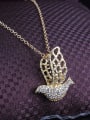 thumb Fashionable 18K Gold Plated Pigeon Shaped Zircon Necklace 1