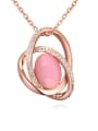 thumb Fashion Oval Opal Stone Tiny Crystals Pendant Alloy Necklace 2